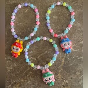 Colorful Beaded Kids Bracelets with Cartoon Charms